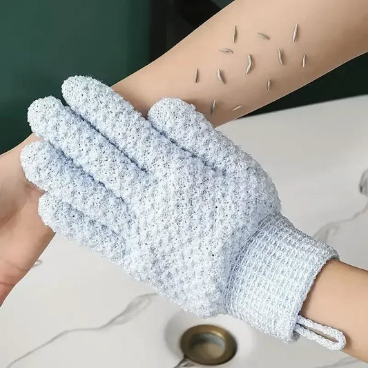 Guantes de baño de limpieza profunda para hombres y mujeres, cuidado cosmético de la piel con excelente masaje suave de spa con 5 dedos para eliminar la piel muerta