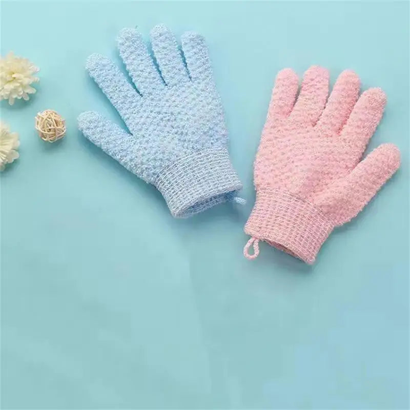 Guantes de baño de limpieza profunda para hombres y mujeres, cuidado cosmético de la piel con excelente masaje suave de spa con 5 dedos para eliminar la piel muerta